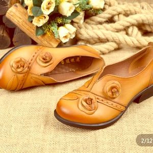 Tan leather loafers